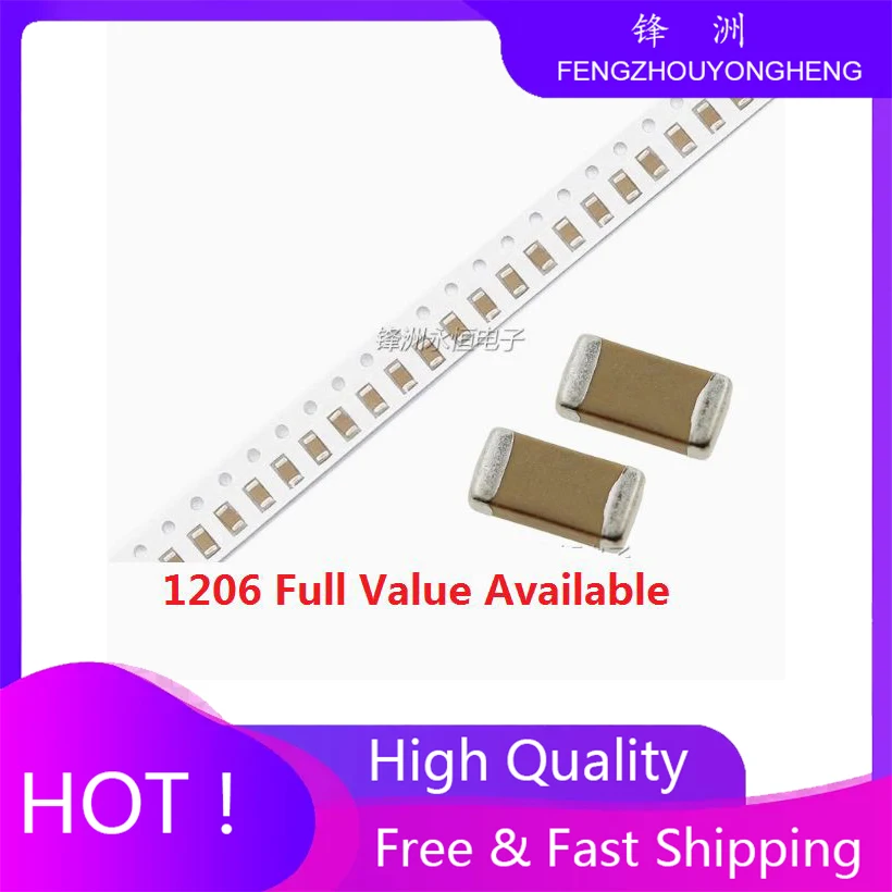 100PCS 1206 1UF 2.2UF 4.7UF 50V 334 474 105 225 475 330NF 470NF K/M/Z 0.33UF 0.47UF KIT Capacitance smd Capacitor
