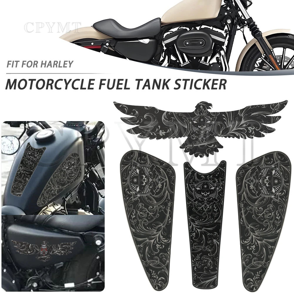 Motorrad Zubehör Kraftstoff Tank Pad Dekorative Aufkleber Schutz Aufkleber Fit Für Harley Sportste XL 883 1200 Softail Dyna Bobber