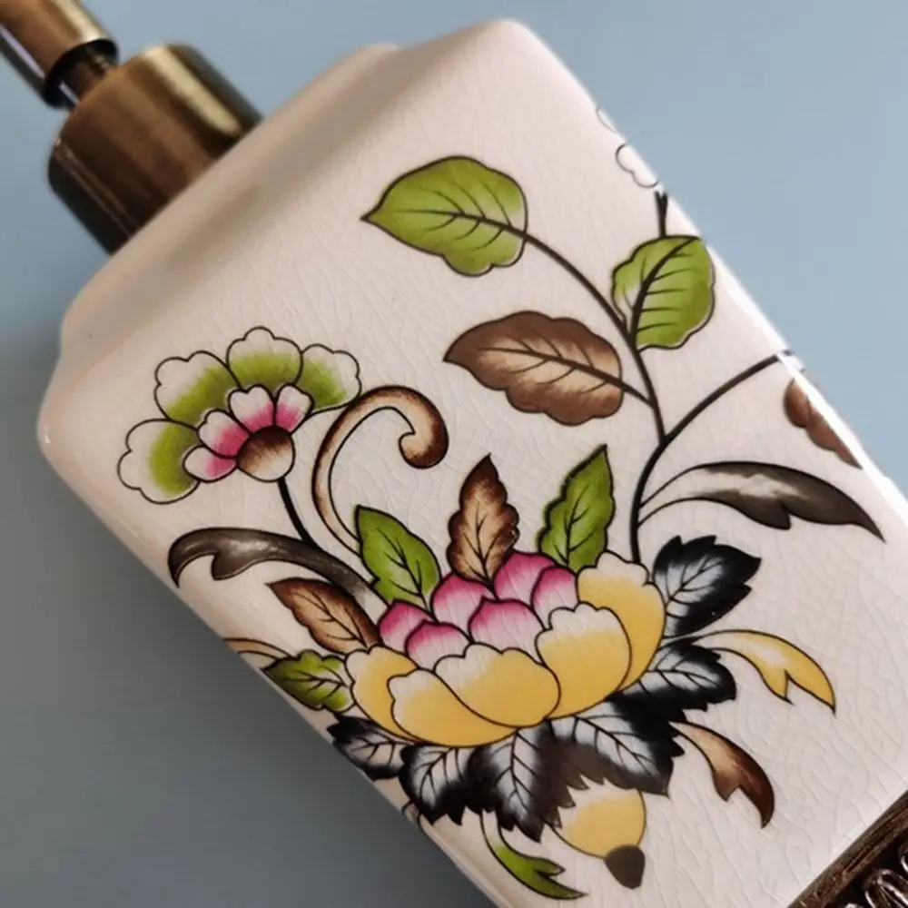 Keramik-Seifenspender im europäischen Vintage-Stil, Shampooflaschen mit Blumenmuster, Duschgelflasche im Vintage-Stil, Lotionflasche. – Detail 11