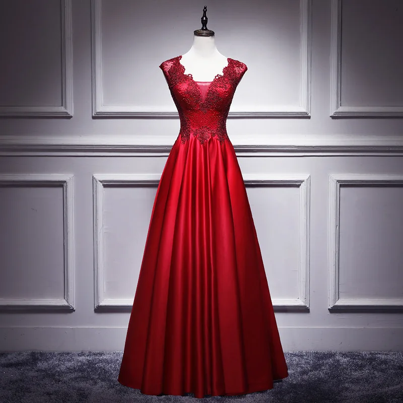 2025 New Light Luxury Wine Red Performance Dress, European and American Dress, Female Banquet Host, Bridal Toasting Dress