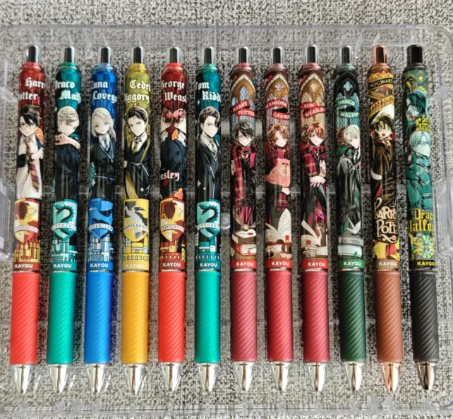 Bolígrafo Original de Harry Potter con caja ciega, bolígrafo neutro de clic periférico bidimensional de anime, bolígrafo de tinta negra de secado rápido
