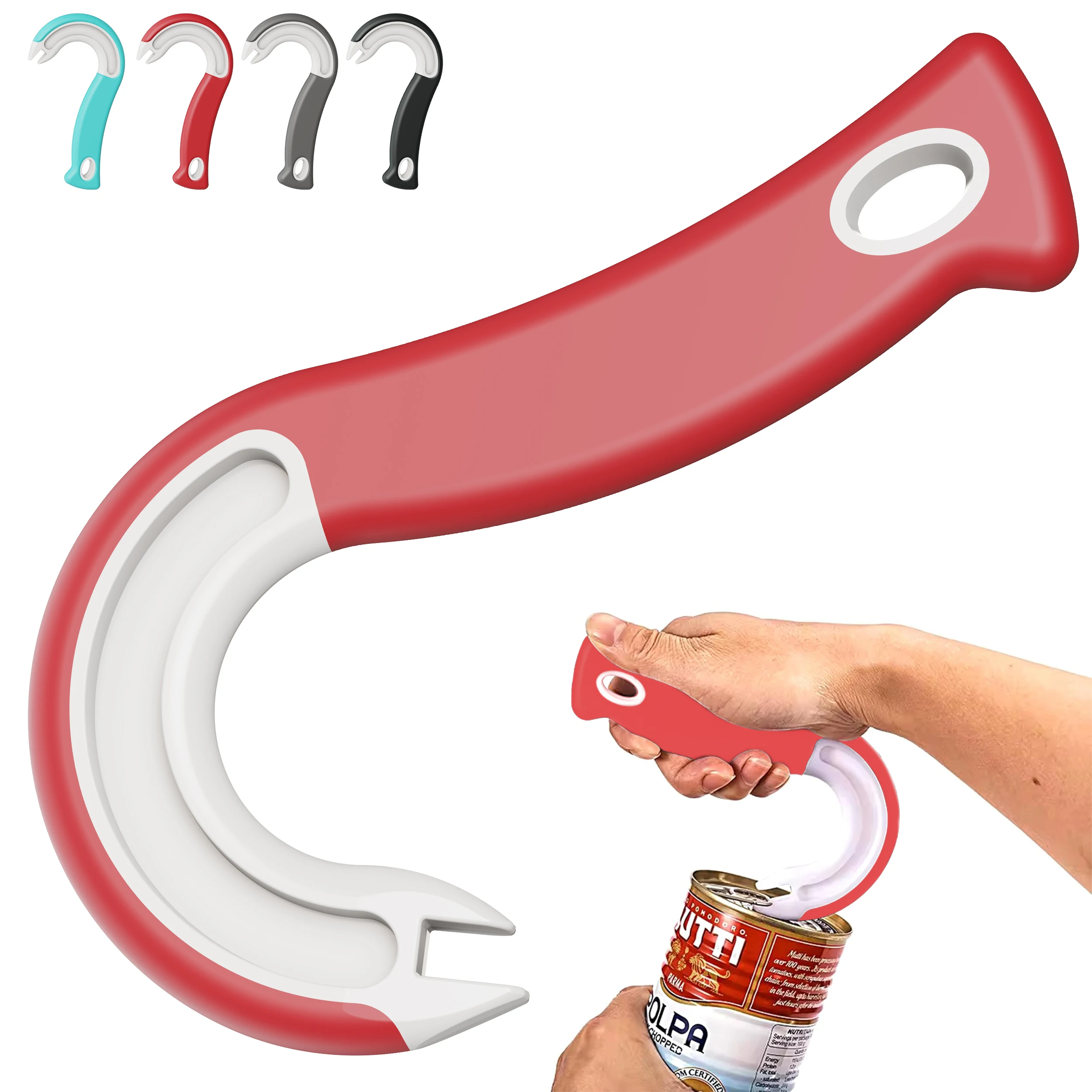 Nieuw ontwerp, gemakkelijk vast te pakken haakblikopener - duurzaam plastic, perfect voor thuis- en restaurantgebruik, ideaal kerstfeestaccessoire