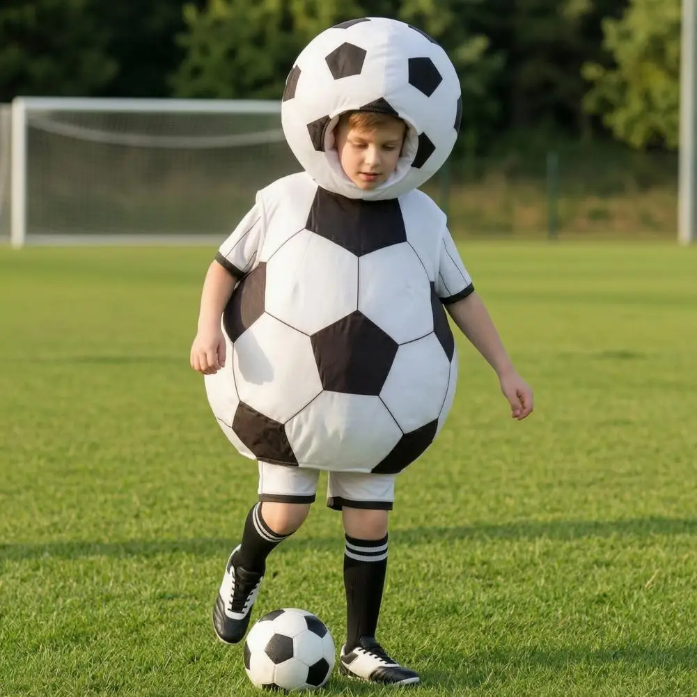 

Soccer Outfits for Kids Adults Funny Soccer Ball Costume Football Sports Theme Clothes for Cheerleaders Halloween Cosplay