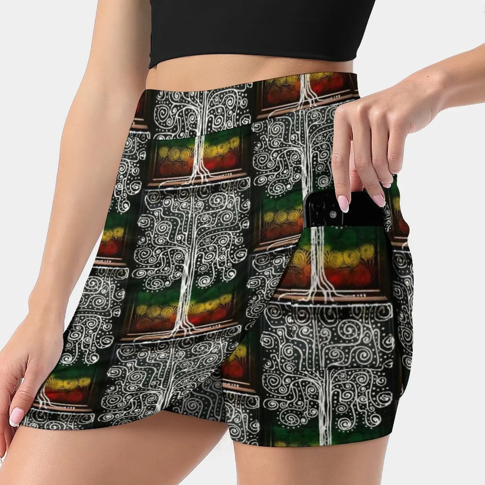 

Rasta Tree On Black Korean Fashion Skirt Summer Skirts For Women Light Proof Trouser Skirt Rasta Tree On Black Rasta Tree Black