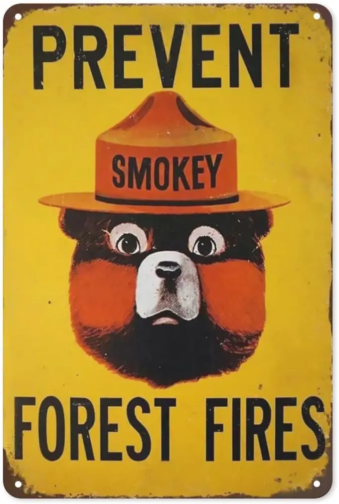Smokey Bear Prevent Forest Fires Outdoors Metal Tin Sign Wall Decor Retro Metal Signs 8x12 Inch 8X12 Inches sign
