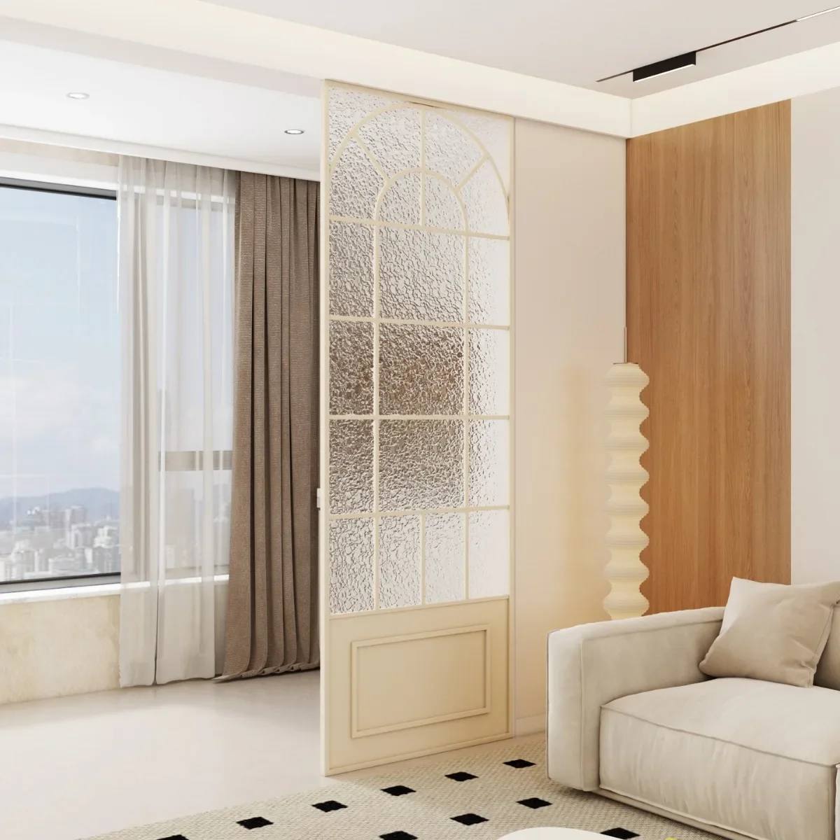 Changhong glass partition living room home office blocking wrought iron stainless steel screen partition wall 3