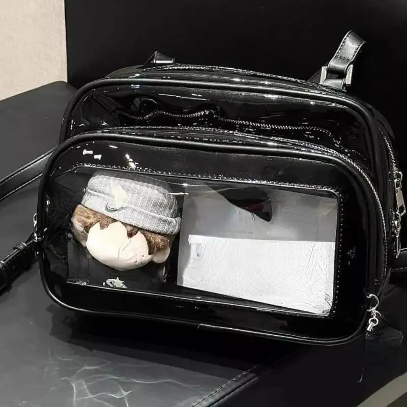 กระเป๋าเป้สะพายหลังนักเรียนสไตล์ญี่ปุ่น หนังแก้ว ปี 2024 แฟชั่น Y2K ทันสมัย กระเป๋า Ita ใส  สำหรับนักเรียน