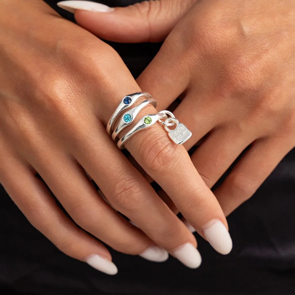 Minimalist Pendant Ring Colorful Women'S Jewelry Set Silver Zircon Ring Geometric Fashion Stackable Rings For Daily Travel