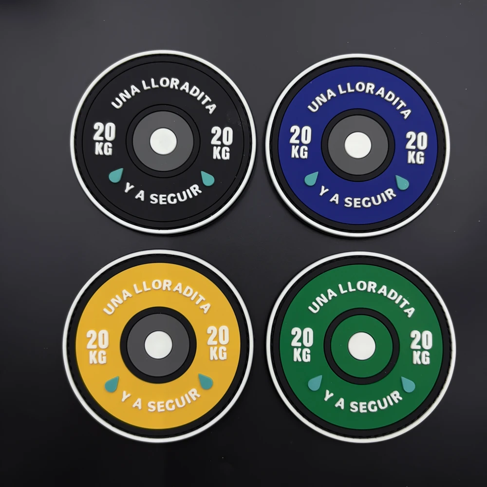 Barbell-Shaped Circular Character Design with Luminous Effect, 2D Flat Pvc Material, Available in Four Different Colors, 1 Piece Optional, Armband, Bag, Clothing Decoration Patch, Comes with Matching Hook-And-Loop Badge Applique