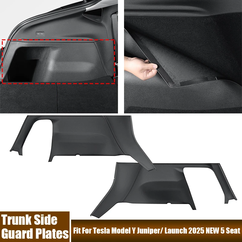 

2Pcs Car Trunk Side Guard Plate TPE Material Full Coverage Protection Cover For Tesla Model Y Juniper/ Launch 2025 NEW 5 Seat