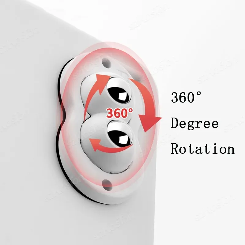4 Pcs Self Adhesive Caster Wheels Stainless Steel Nylon 360 Degree Rotation Paste Swivel Wheels Sticky Pulley for Furniture