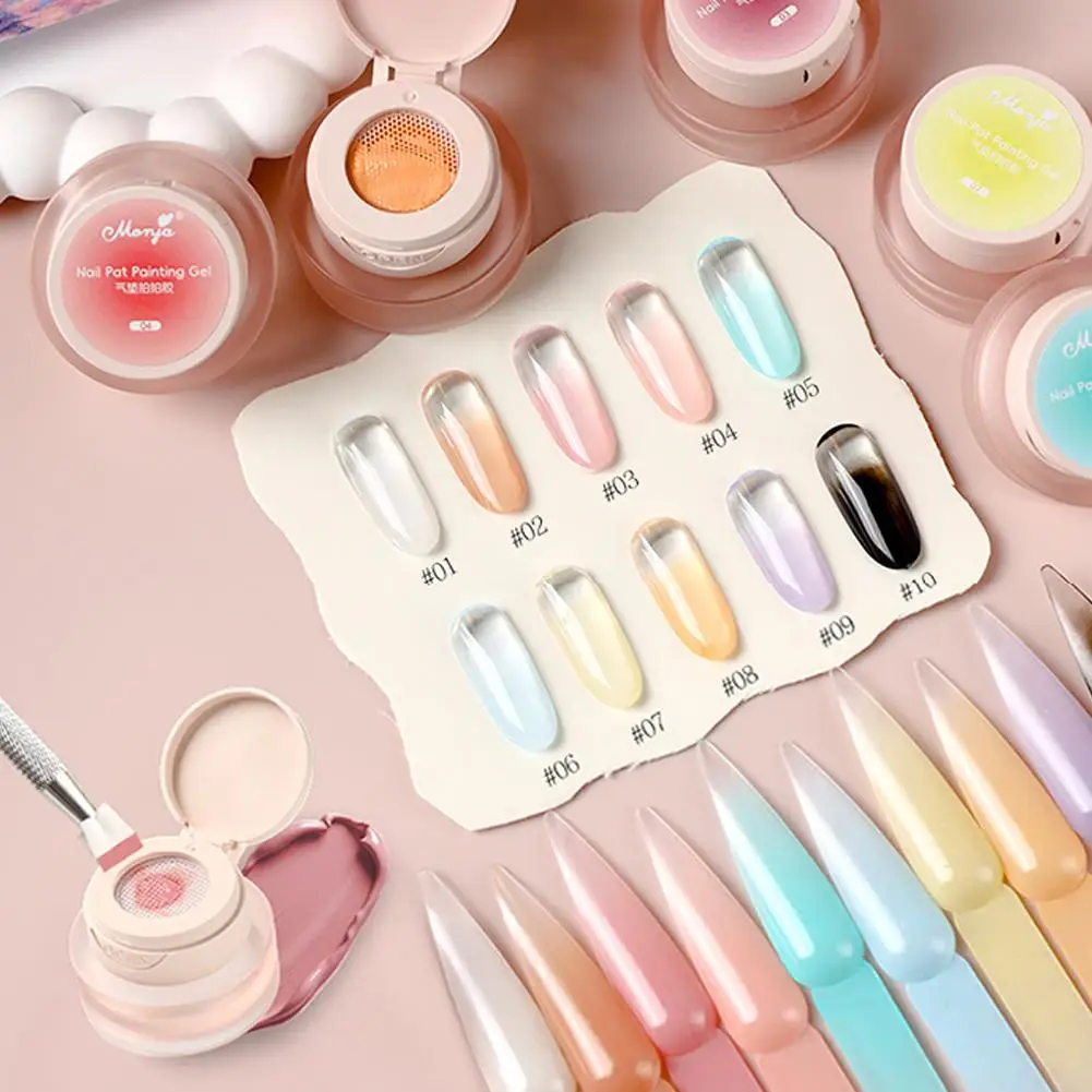 Elastisch netkussen gellak - Bouwbare gradiëntstempelgel voor nagels, geen toplaag nodig, eenvoudige ombre-manicure