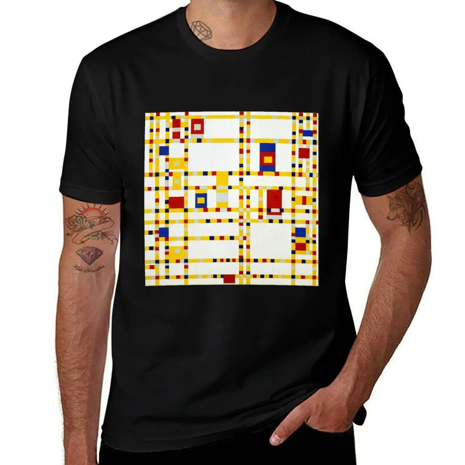 Mondrian Broadway Boogie Woogie T-Shirt Classic Print Short Sleeve Shirt