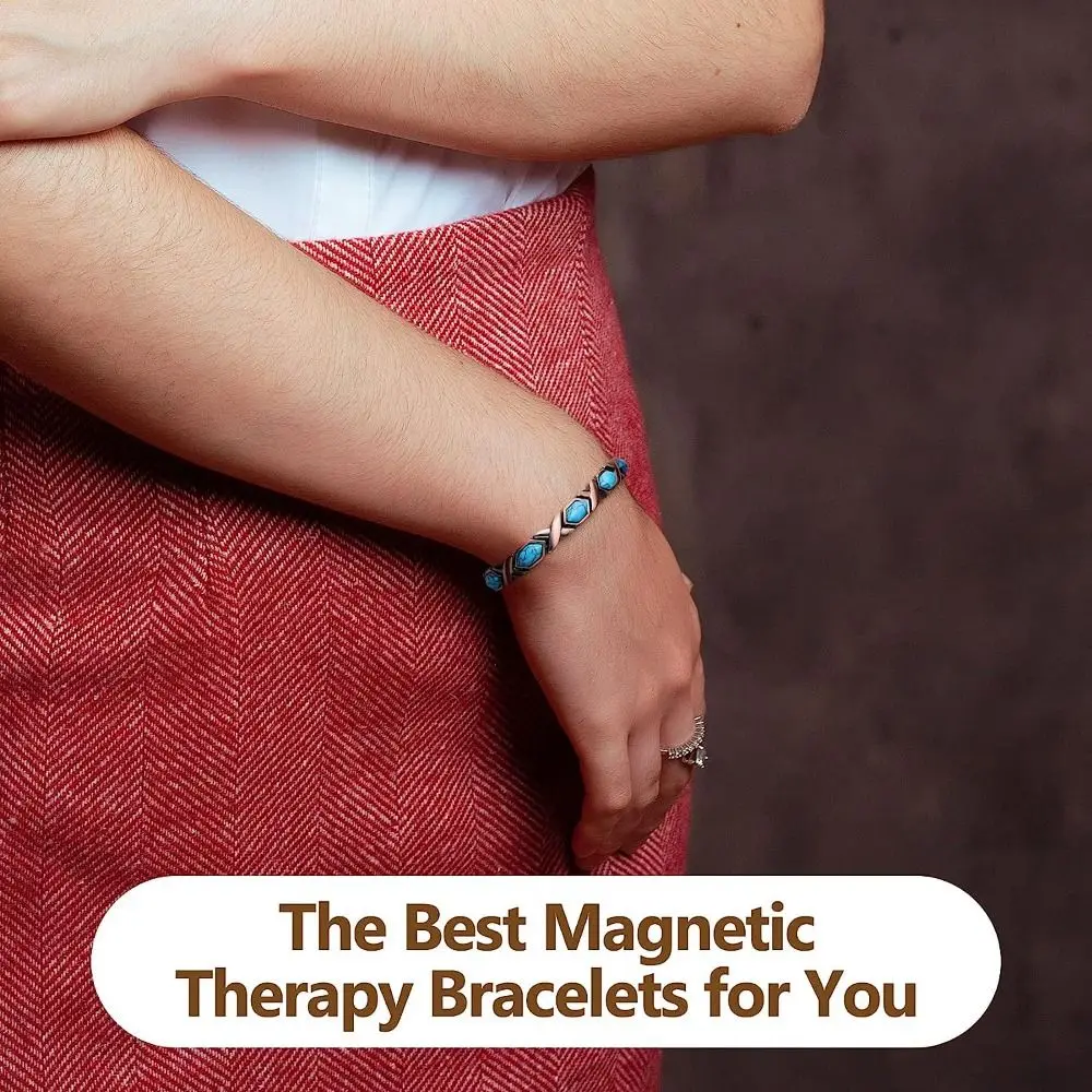 Copper Magnetic Therapy Bracelets Natural Turquoise Magnetic Bracelets 3500 Gauss Effective Magnet-Bangle Healing Jewelry