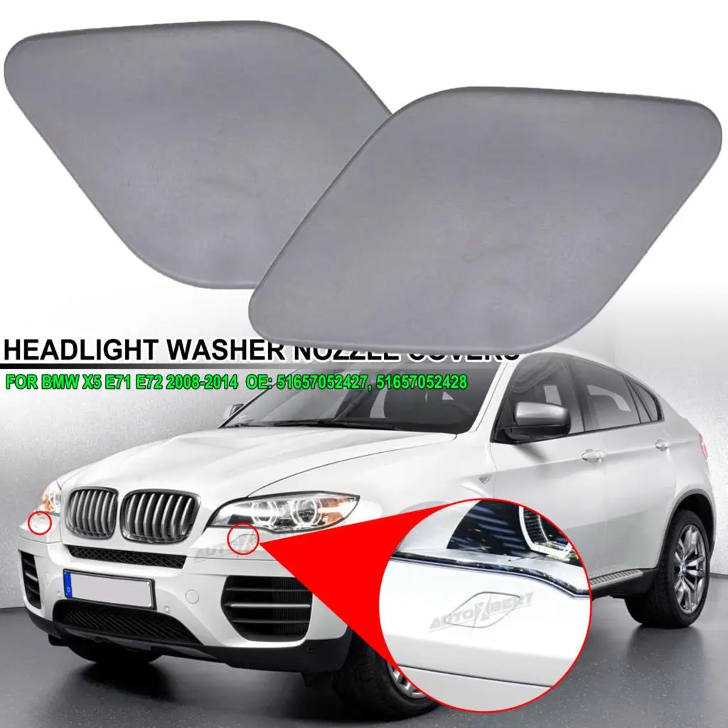 Headlight Washer Nozzle Cover For BMW X6 E71 E72 2008-2014 LH RH Headlamp Spray Jet Cleaner Unprimed Cap 51657052427 51657052428