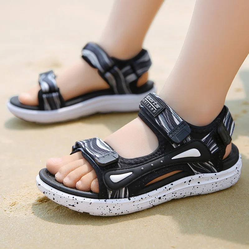 Sandalias planas transpirables para niños y niñas, zapatos de piel sintética para exteriores, talla 28 a 40, primavera y verano