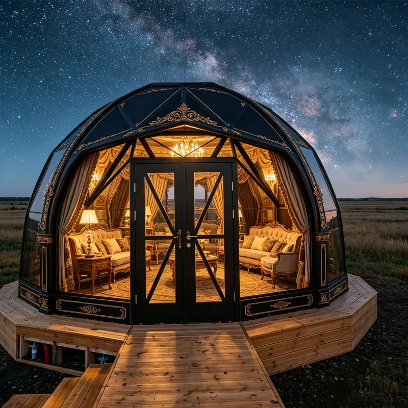 Geodesic Glamping Dome Tent Outdoor Camping Dome House with Clear View Window Customizable
