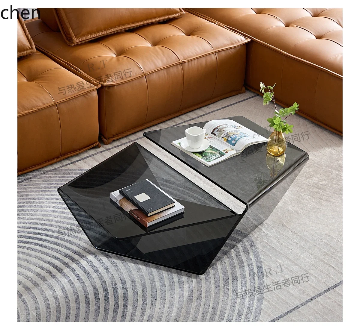W5.19  Creative Glass Coffee Table Modern Simple Artist Home Tea Table