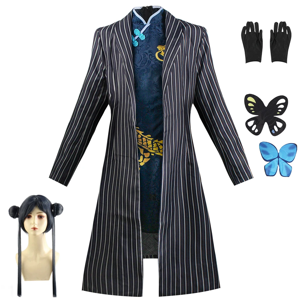 

Anime Game Blue Archive Cosplay Kisaki Outerwear Qipao Windbreaker Gloves Wig Headwear Suit Full Set