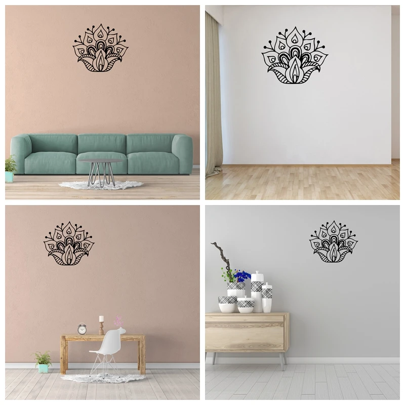 1 pc Blooming flowers Symmetrical pattern Wall Sticker Pvc Wall Art Stickers Modern Fashion Wallsticker Art Decal Drop Shipping