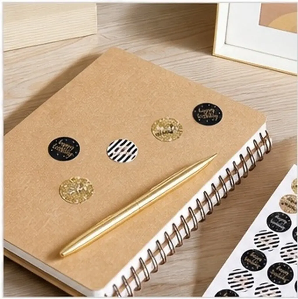 12Sheets Creative Round Birthday Stickers High Adhesion Sealing Labels for Cake Bags Boxes Tissue Wraps Notebook Furniture