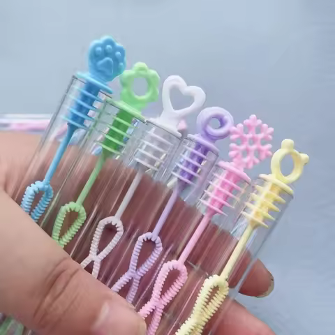 10Pcs Funny Colorful Bubble Empty Tube Cute Birthday Party Bubble Machine Cartoon Favor Carnival Gift