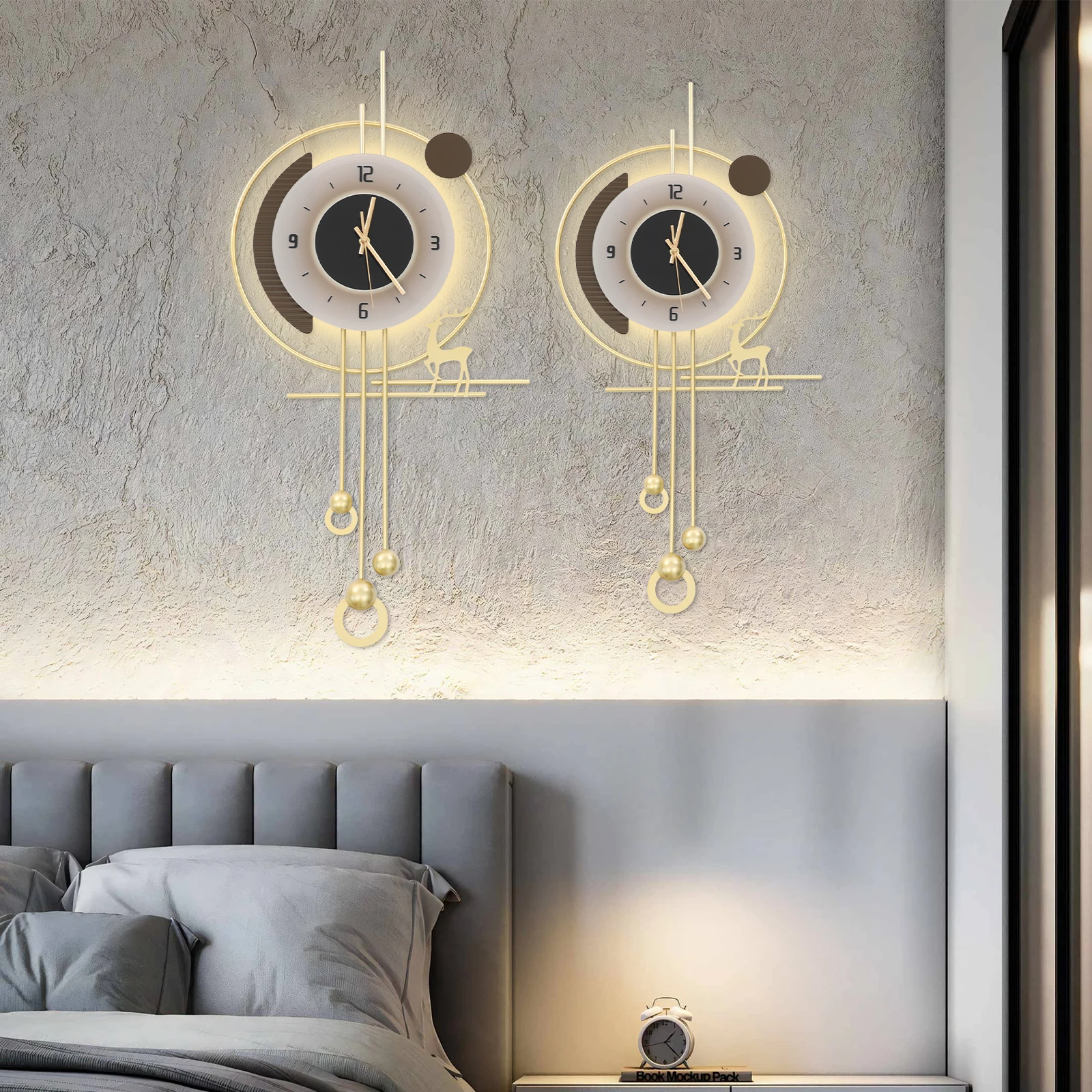 

Modern Minimalist Wall Clock (Large/Small Size), Voice Control LED Light, Silent Non-Ticking , Battery Powered (AA Not Included)