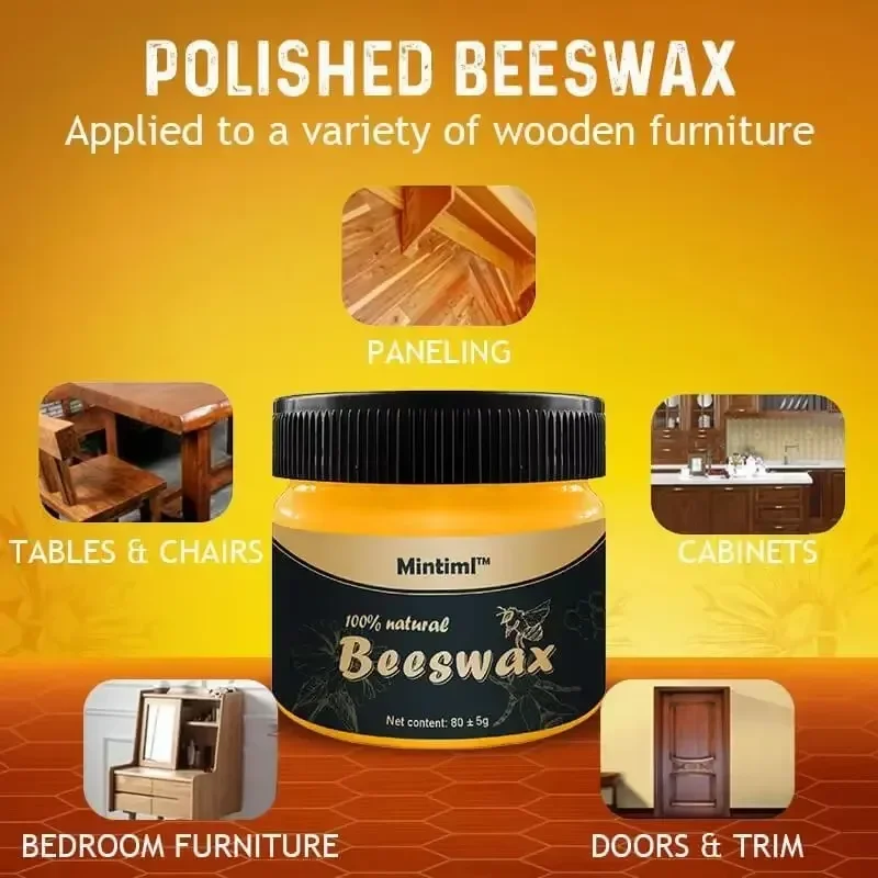Furniture Polishing Beeswax Natural beeswax Wood Seasoning Beewax Wooden Floor Cleaning Maintenance Polished Brighten Care Wax image 2