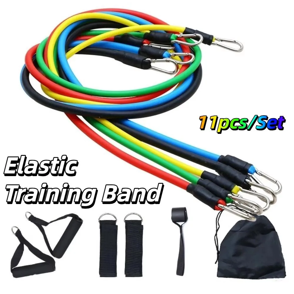 11Pcs/Set Portable TPE Tension Rope Set Durable Anti-Break Elastic Training Band Latex Tubes Colorful Pull Rope Set