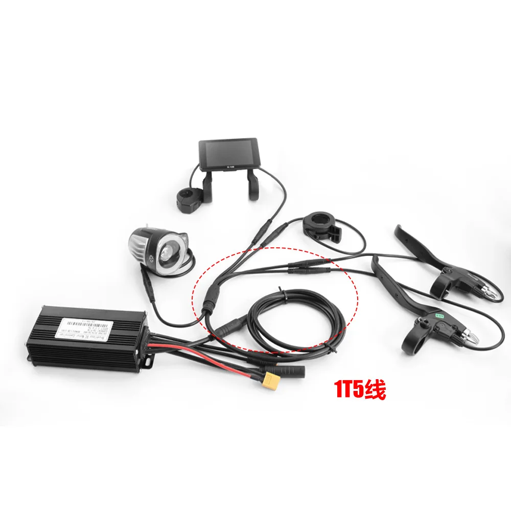 JULET 1T5 9-Pin Waterproof Cable Controller Lamp Brake Thumb Throttle Display Cable Bicycle Conversion Accessories