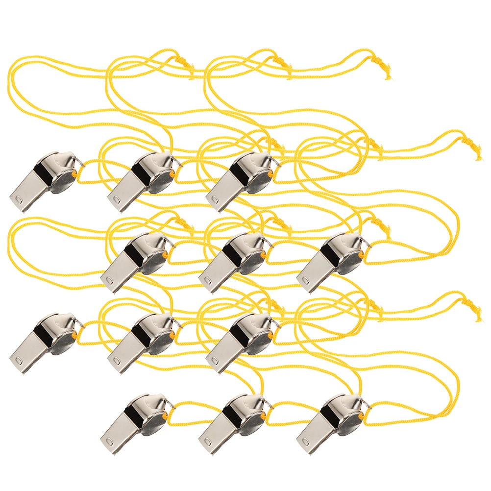 

12Pcs Metal Whistles Sports Portable Stainless Steel Emergency Survival Loud Safety Referee Hiking Whistles