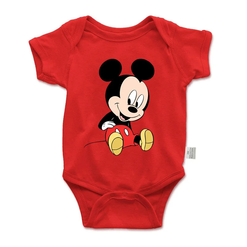 Cotton Baby Clothes Disney Mickey Mouse Newborn Baby Boy Rompers Baby Girl Bodysuit Red Short Sleeve Infant Romper Jumpsuit