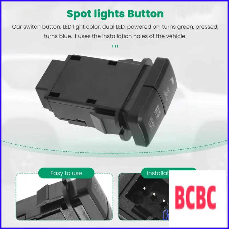 BB-12V voiture double barre lumineuse LED bleu/vert bouton de commutation marche-arrêt pour Toyota Prado Reiz Hilux Landcruiser bouton lumineux