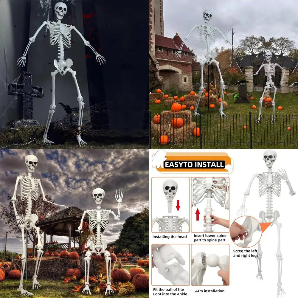 

Life-Size 7.8 Ft Realistic Plastic Human Skeleton with Movable Joints for Halloween Lawn Decorations