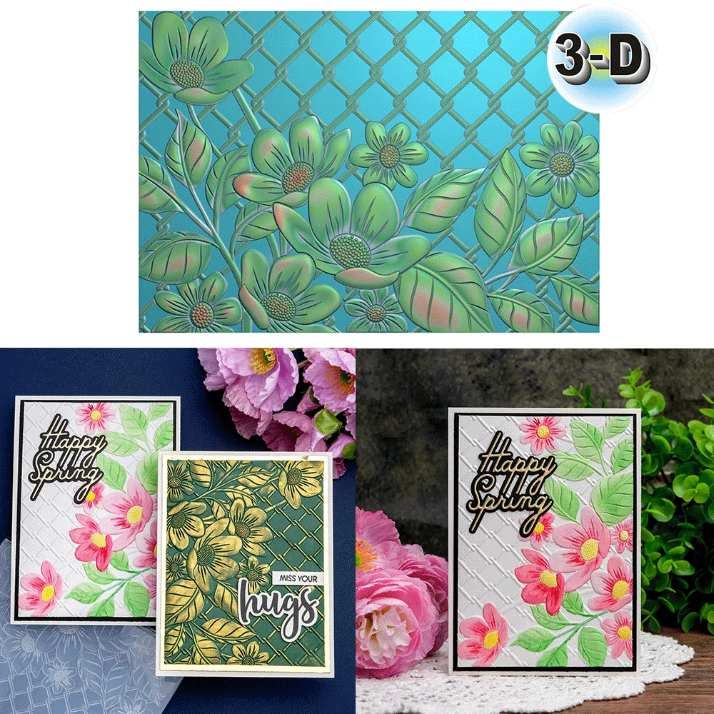 Flower Grid 3D Embossing Folder Texture Pattern Background DIY Scrapbook Decorative Cardboard Crafts Project Making