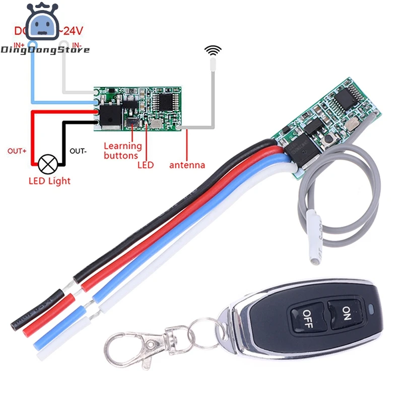 433mhz DC 3.6V 5V 9V 12V 24V 1CH Mini Relay Wireless RF Remote Control Switch LED Lamp Controller Micro Receiver Transmitter DIY