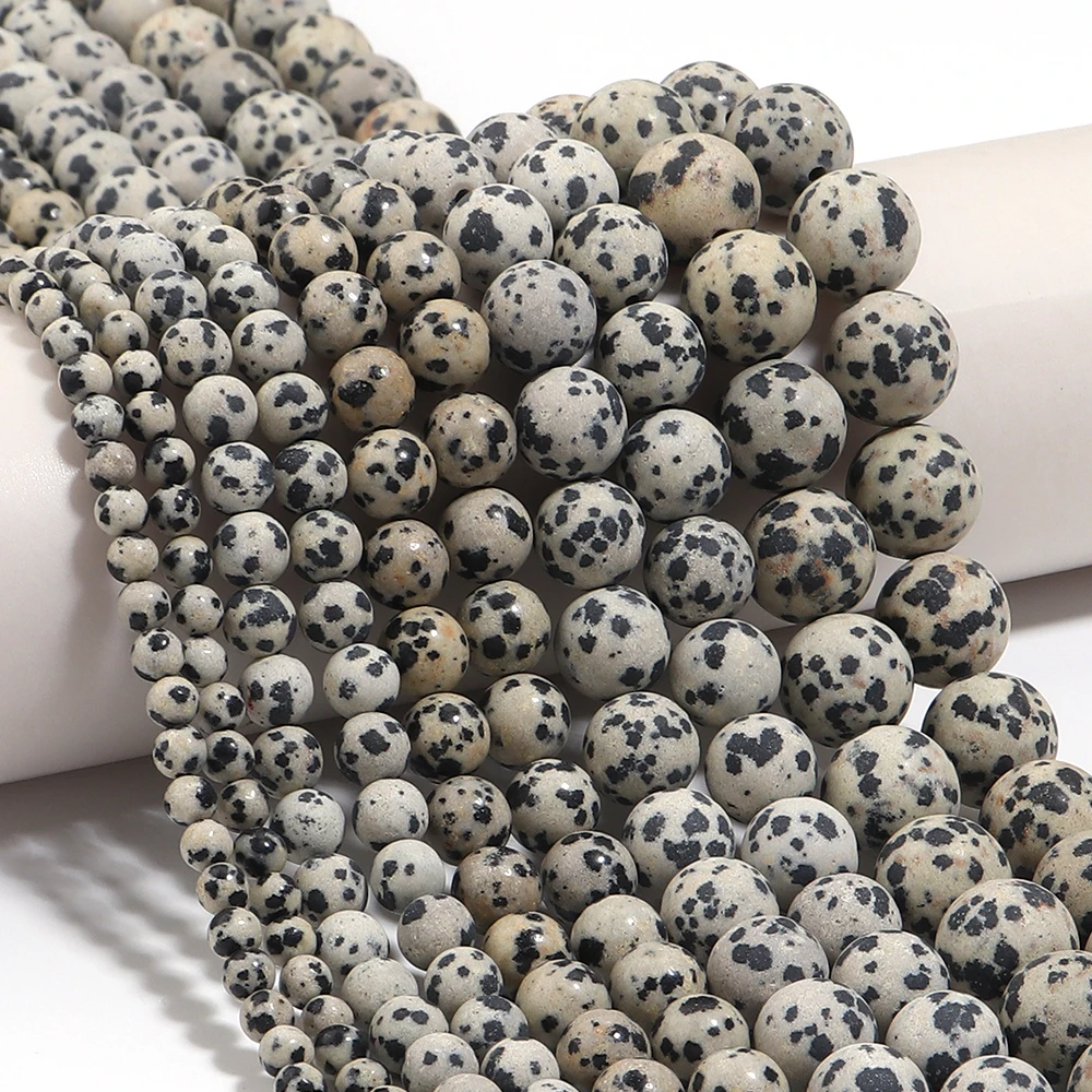 4/6/8/10/12mm Frosting Natural Stone Beads Dalmatians Jasper Beads Loose Spacer Bead For DIY Jewelry Making Necklace Bracelet