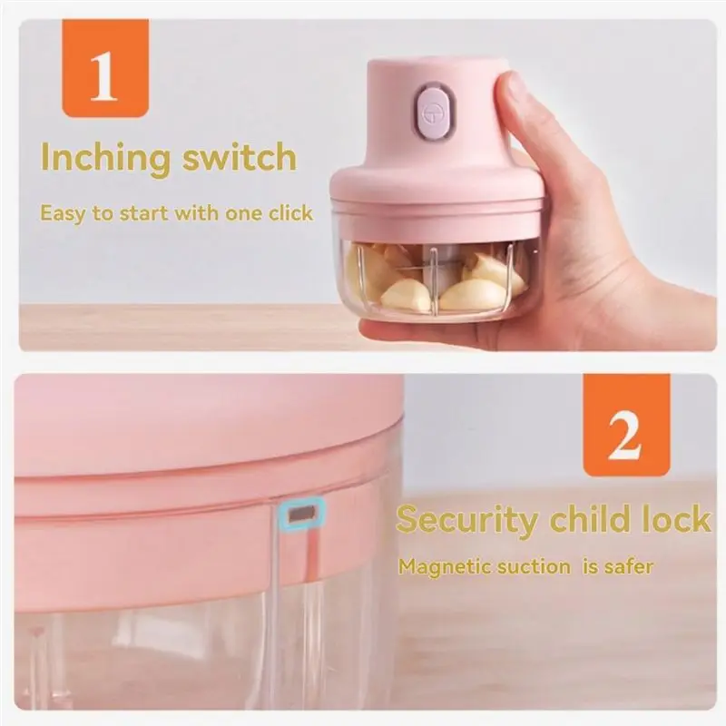 B02C-Cordless Food Chopper, Food Chopper Garlic Masher, Electric Garlic Masher, Mini Garlic Masher