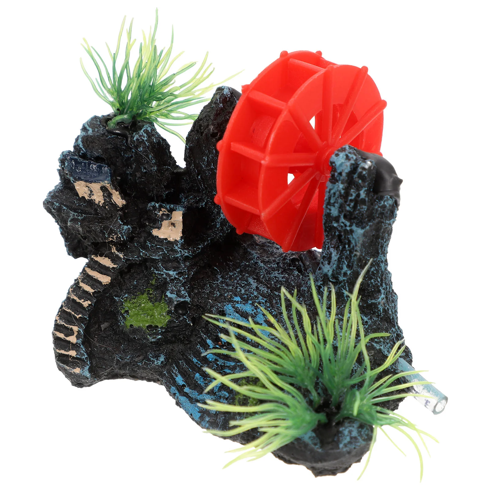 Generator Rockery Fish Tank Aquarium Mountain Rocks Resin Water Wheel Ornament for