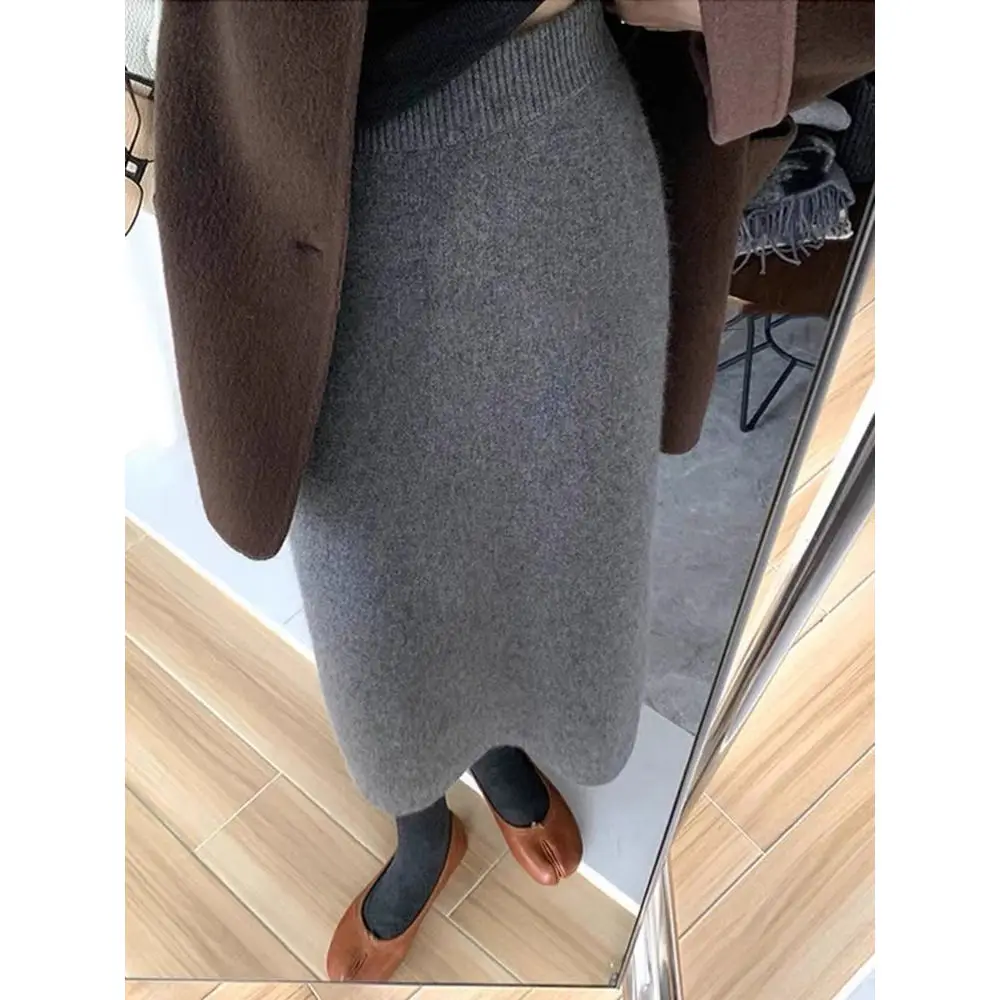 

Осень-зима, юбка с высокой талией, женская юбка с боковым разрезом средней длины, хлопковая и шелковая облегающая юбка, модная женская свободная посадка CQ143