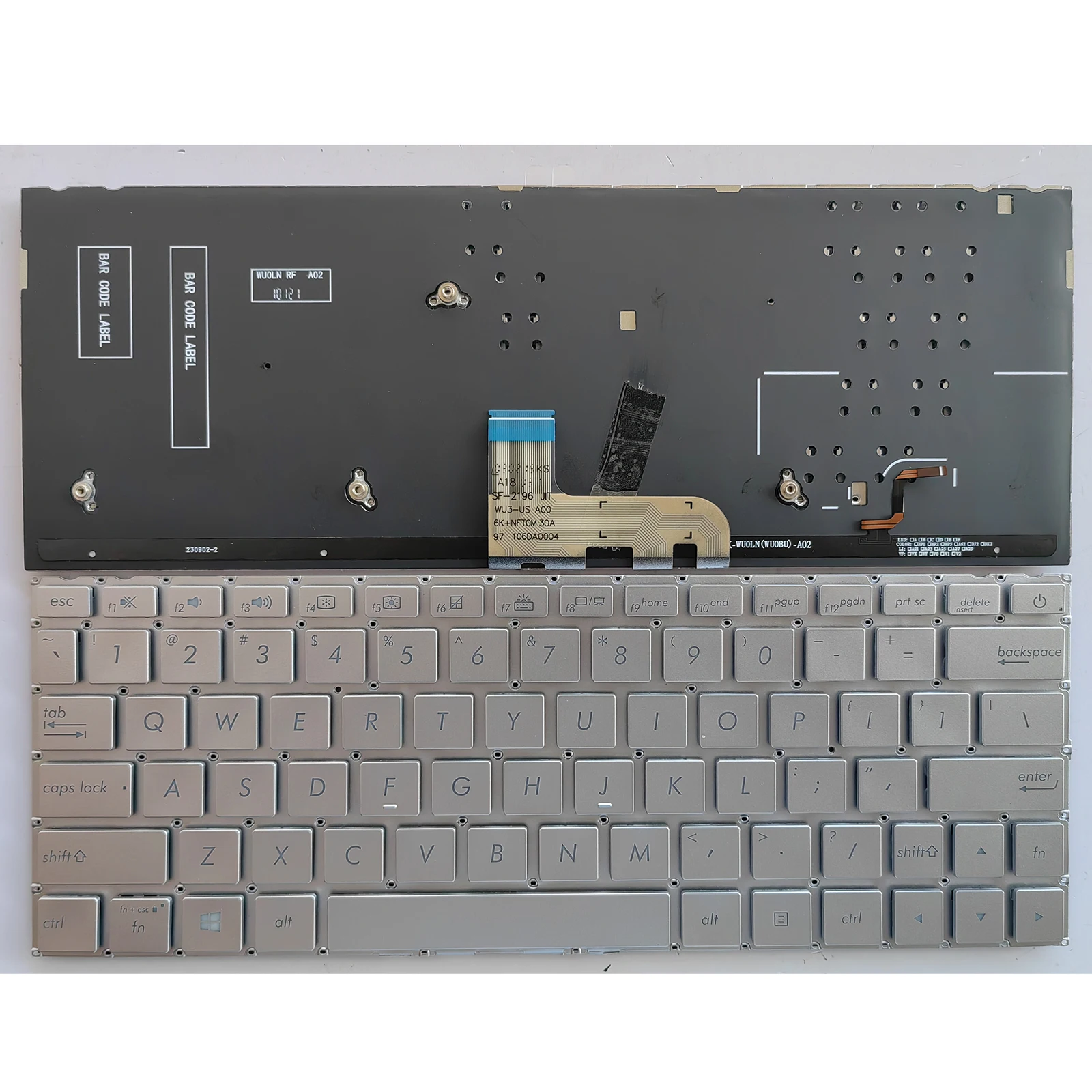 

US Laptop Keyboard for ASUS zenbook UX333 U3300 U3600F UX333FA UX333FN 0KNB0-1628SF00 no pointer with backlight silver