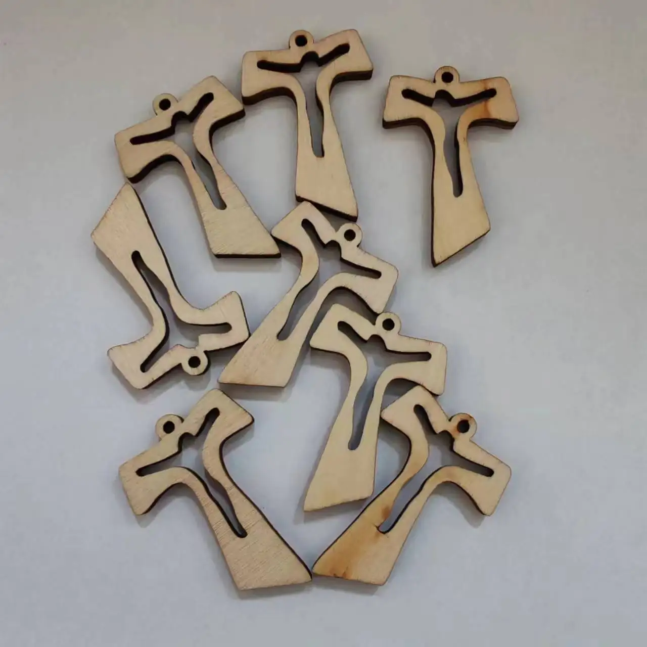 50PCS/PACK natural wood rosary accessory, rosary cross pendant, small t shape cross, rosary part without any varnish