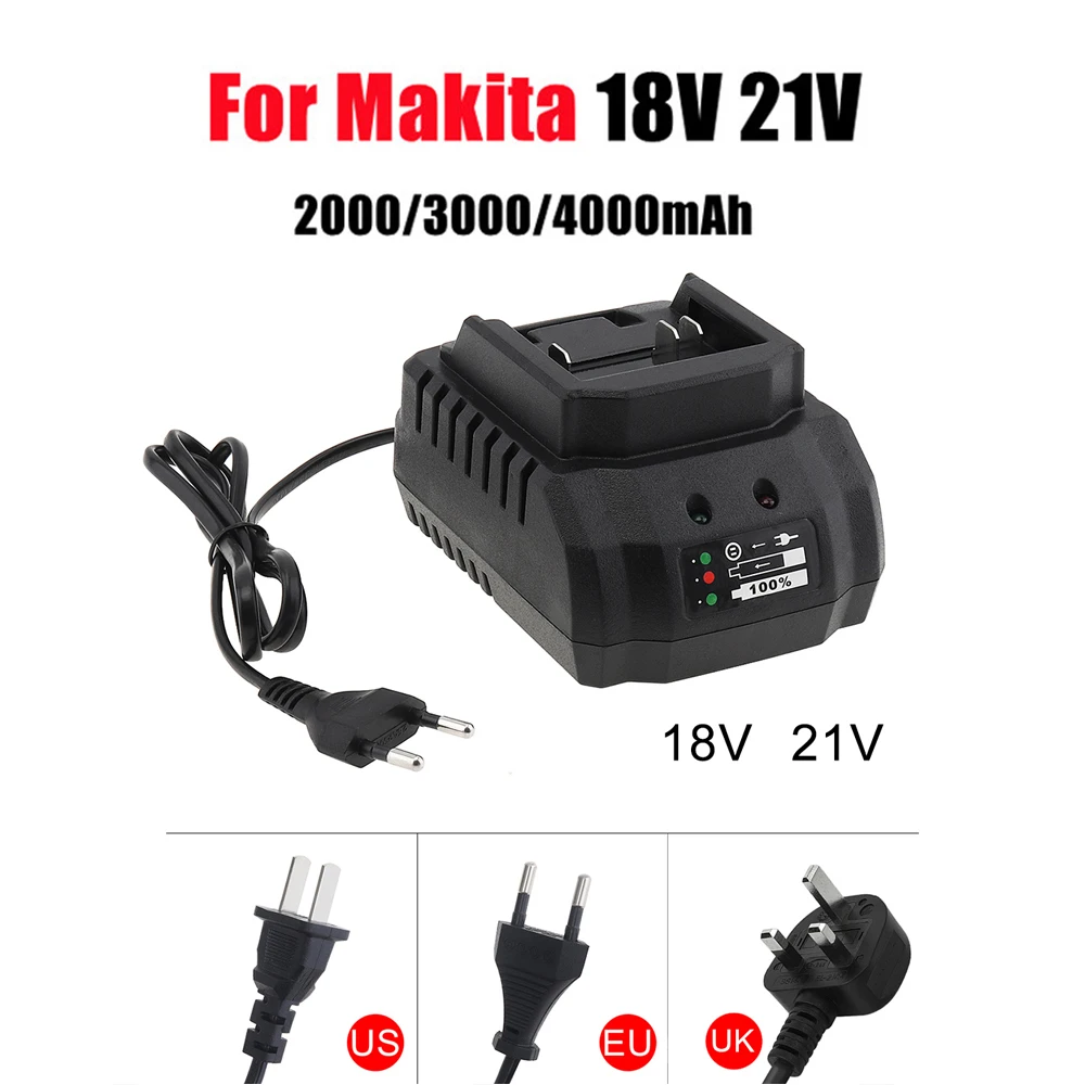 Carregador de Bateria de Substituição EU/US/UK para Makita 18V 21V Li-Ion BL1420 BL1415 BL1815 BL1830 BL1840 BL1860 para Furadeira e Esmerilhadeira Elétrica