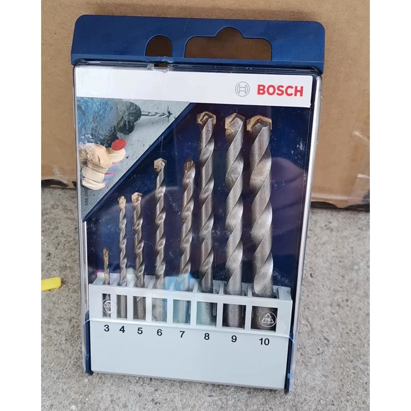 BOSCH 2608578757 Twist Drill Bit Sets 8PCS 3-10MM Small Blue Box Triangular Handle Impact Drill Concrete Power Tool Accessory
