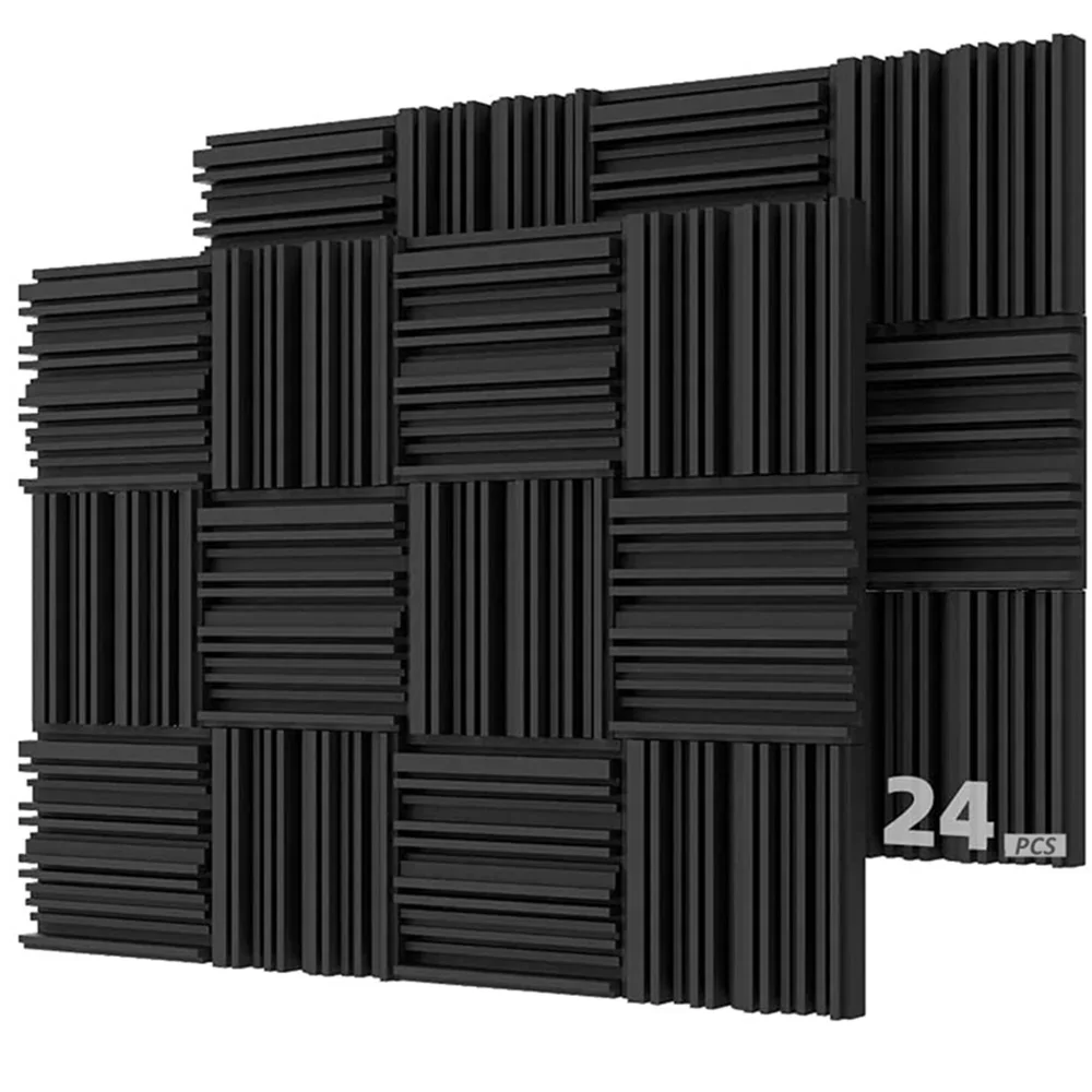 

24Pcs/Pack 12"x12"x2" Acoustic Foam Diffuser Panels Studio Sound Absorbing Wall Panel KTV Drum Room Sound Treatment Sponge Pads