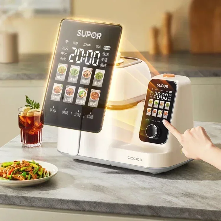 หุ่นยนต์ทําอาหารความจุขนาดใหญ่มัลติฟังก์ชั่นอัจฉริยะในครัวเรือนหม้อทําอาหารอัตโนมัติหุ่นยนต์อาหารมัลติฟังก์ชั่น