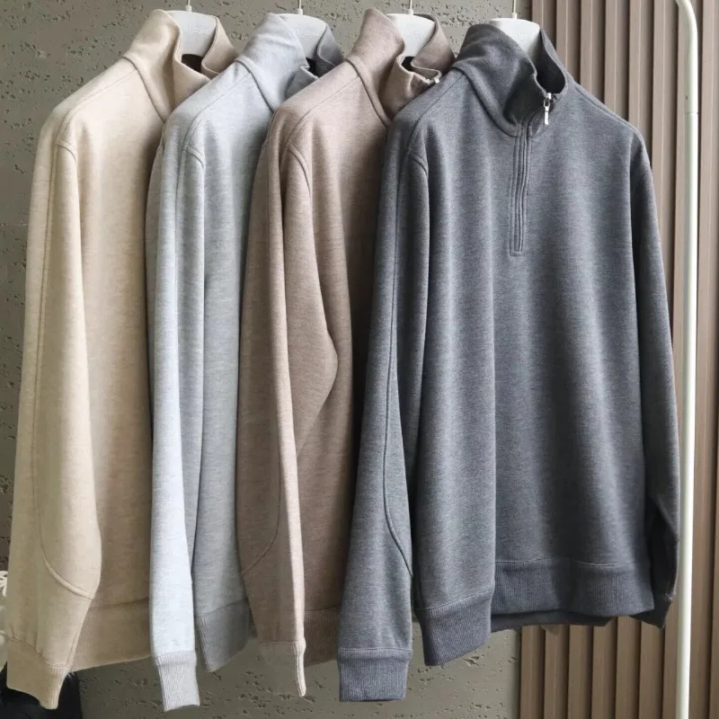 Italian LPstyle Luxury Men's Clothing 26FW Half High Collar Half Zipper Elegant Pullover Long Sleeved High Quality Sweatshirt