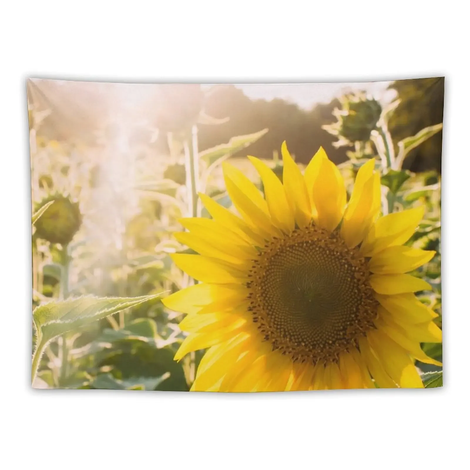 

Sunflower yellow with landscape filter flowers are happiness motivational quote Tapestry Japanese Room Decor Tapestry