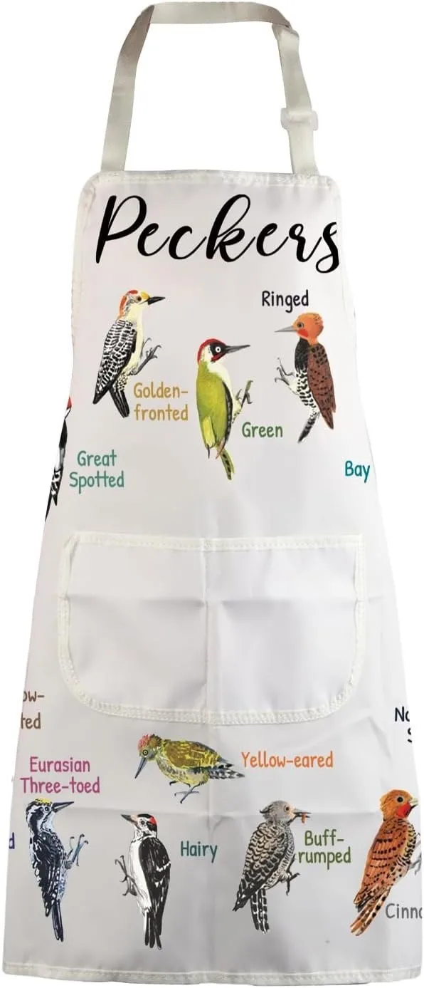 

Pecker Apron with Pockets for Men and Women Woodpecker Lover Gift Bird Enthusiast Kitchen Cooking Gardening Outdoor Utility