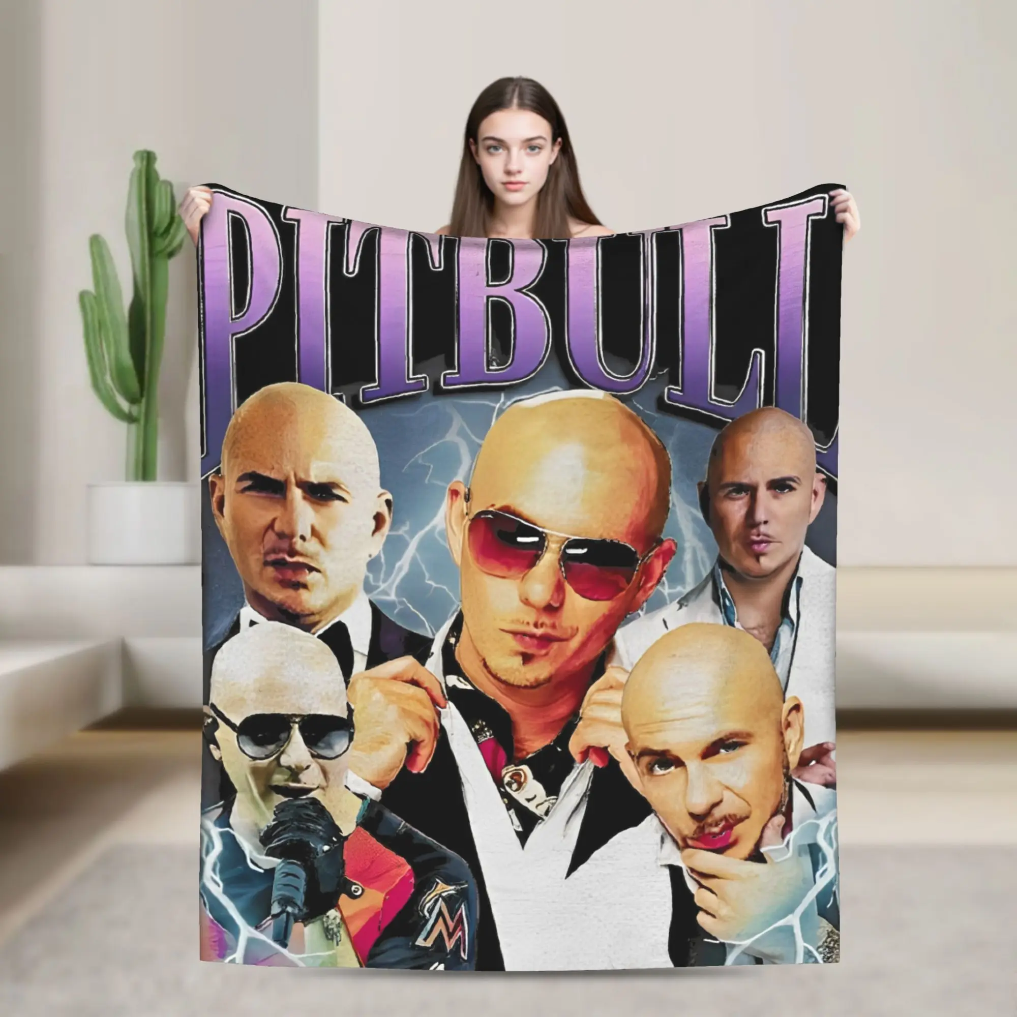 Pitbull Mr. Worldwide Flannel Blanket Winter Mr Worldwide Soft Throw Blanket Girls Boys Outdoor Novelty Bedspread Sofa Bed Cover